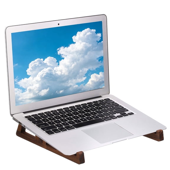 Wooden Laptop Keyboard Stand, 1-Pack Pine Wood Laptop Notebook Holder Ventilated Anti-Slip for 10-15 Inch Notebook/Tablet Desk Compact Cooling, Retro Color