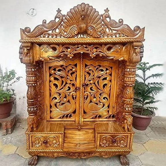 Wooden Large Customized Temple in Sheesham/Wooden Mandir/Wood Wall Mount Temple Wooden Mandir Devghar Mandapam Pooja 36*20*42 inches