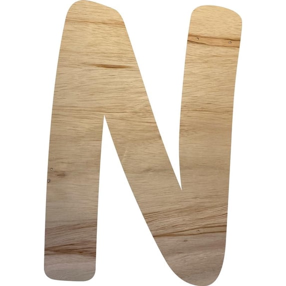 Wooden Large Letter N, Unpainted Wood 22'' Alphabet Craft Letter, DIY Art