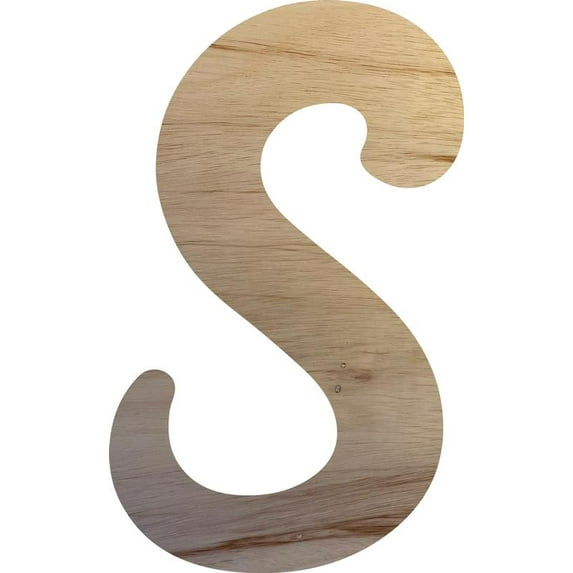 Wooden Large Letter S, Unpainted Wood 22'' Alphabet Craft Letter, DIY Art