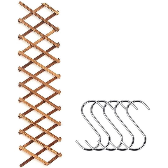 Wooden Lattice Wall Planter-Expandable Trellis for Climbing Plants with 5 Pcs Hooks, Expandable Hanging Frame Trellis Plant Support Fence,Indoor Trellis Wall Decor for Room Patio Garden