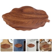Foxnovo Wood Leaf Tray for Home Use with Unique Leaf Design and Natural Wood Texture in Coffee Color, 16.5 x 9.5 Inches
