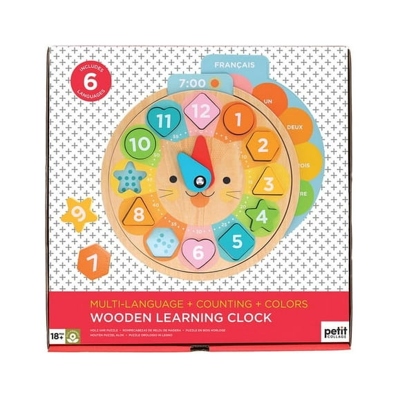 Wooden Learning Clock: Multi-Language + Counting + Colors (Other)