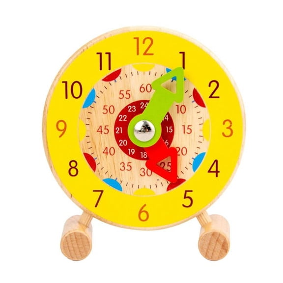 Wooden Learning Clocks Free Standing Shape & Color Sorting Clock Model Telling The Time for 2