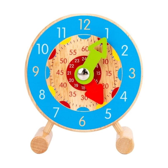 Wooden Learning Clocks Free Standing Shape & Color Sorting Clock Model Telling The Time for 3