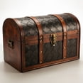 thumbnail image 1 of Wooden Leather Treasure Chest, 1 of 8