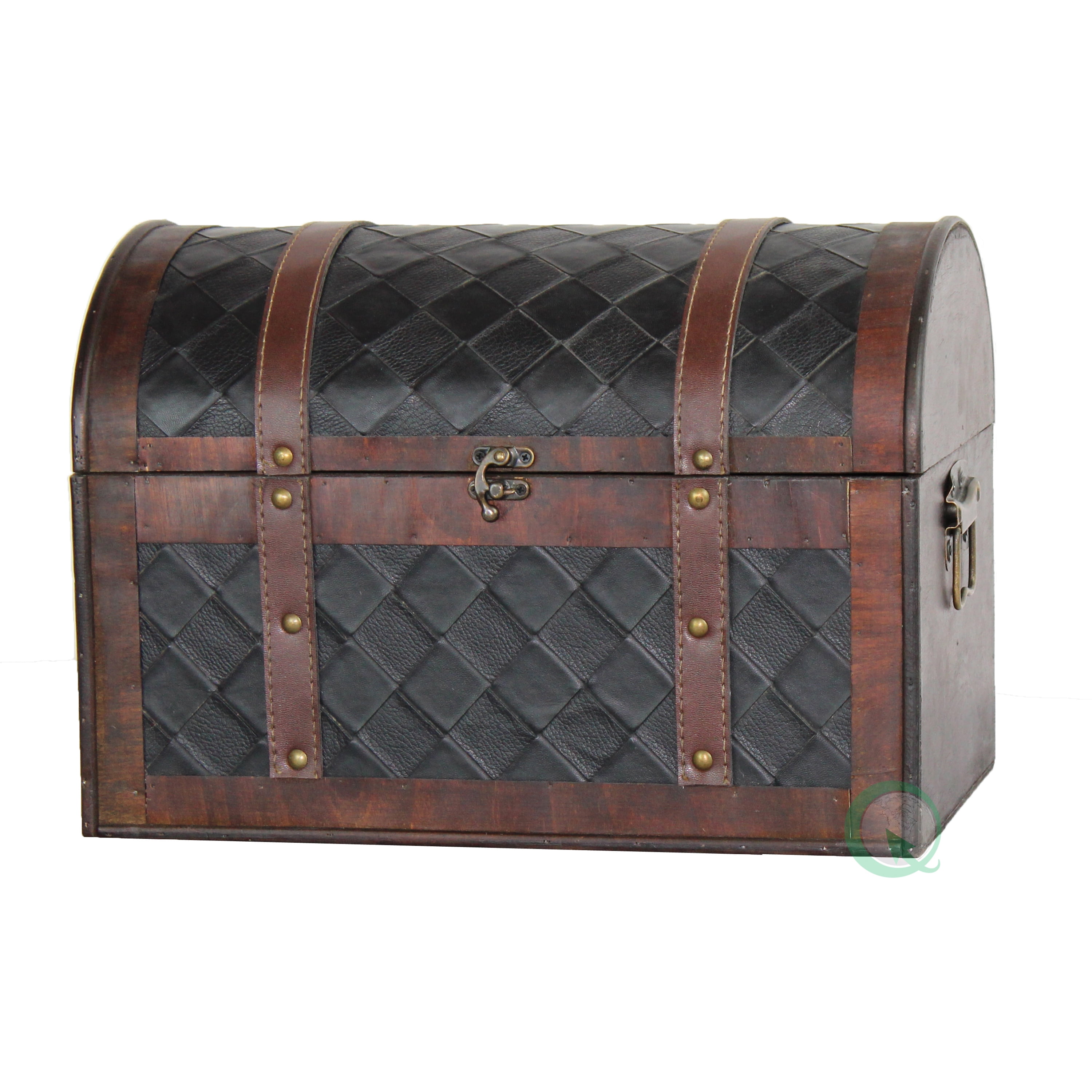 Wooden Leather Treasure Chest