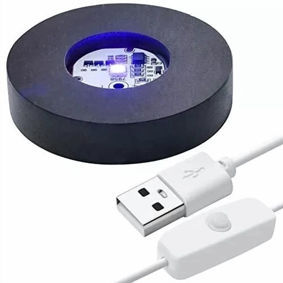 Wooden Led Light Base For Acrylic Resin Crystal Glass Art Lighted Display Stand