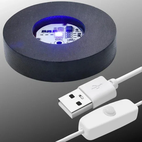 Wooden Led Light Base For Acrylic Resin Crystal Glass Art Lighted Display Stand