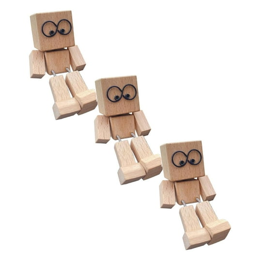 Wooden Leg Shaker Doll,Creative Shaking Wooden Man Figurine,Adorable Shaking Feet Doll For Office,Living Room,Shelf Decoration,Relaxation And Collectible Gift,3Pcs