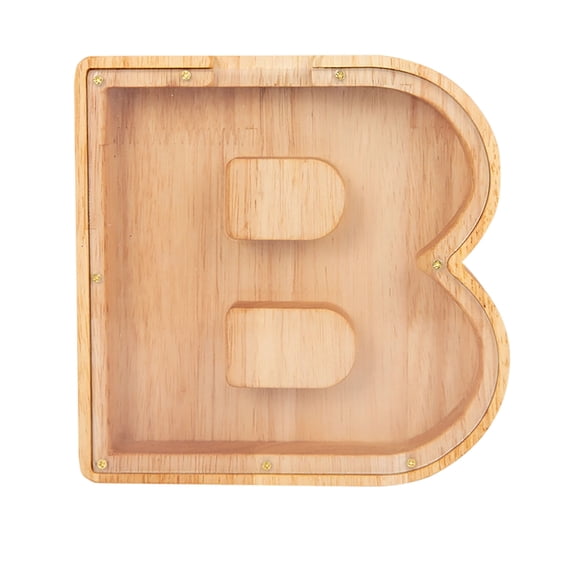 Wooden Letter B Piggy Bank - Creative Alphabet Storage Bank Wooden Money Box Money Jar Coin Box Letter Decor Bank Birthday Halloween Christmas Gift for Family Friends