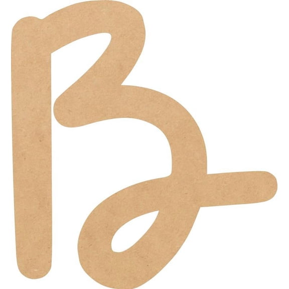 Wooden Letter (B) Unfinished Craft, 4'' Tall Paintable DIY, Script Bright Candy Font