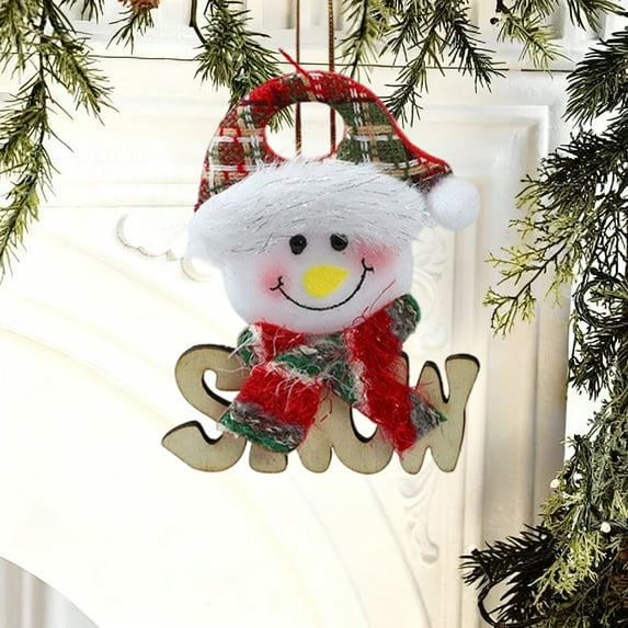 Wooden Letter Board Doll Pendant Christmas Tree Decoration Small Red Ornament 11x8.5cm Fabric Mini Hanging Accessory Durable for Holiday Home Office Gift 2 Pack