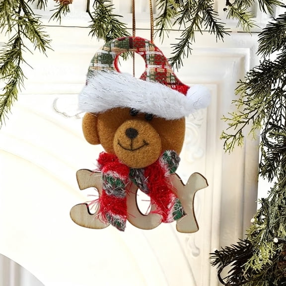 Wooden Letter Board Doll Pendants – 2-Pack JOY Ornaments, Small Christmas Tree Decorations, Festive Holiday Hangers for Home Christmas Displays & Tree Adornments