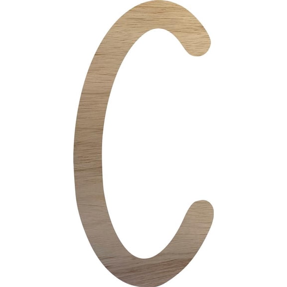 Wooden Letter C, Blank Cursive Paintable 12'' Tall Letter, DIY Wall Art
