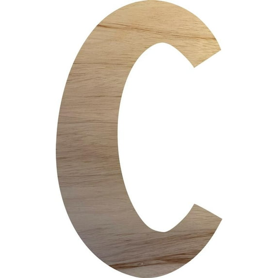 Wooden Letter (C) Unfinished Craft, 8'' Tall Alphabet Wood Letter DIY, Paintbale Icebold Font