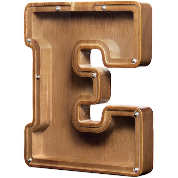 Wooden Letter Coin Piggy Bank for Boys Girls Kids Toddler Adults Money Bank Best Gift for Friends9.2inch-E