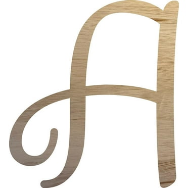 Wooden Letter Cursive A, Unfinished Wood Craft 14'' Small Letter, DIY Paintable