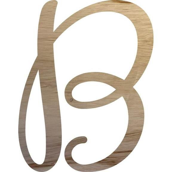 Wooden Letter Cursive B, Unfinished Wood Craft 4'' Small Letter, DIY Paintable