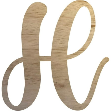 Wooden Letter Cursive H, Unfinished 8'' Craft Wood Letter, Paintable DIY