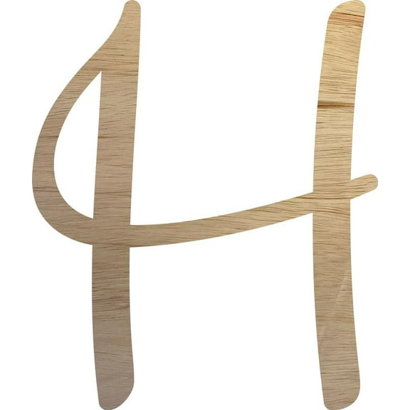 Wooden Letter Cursive H, Unfinished Wood Craft 4'' Small Letter, DIY Paintable
