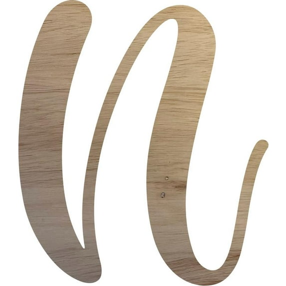 Wooden Letter Cursive N, Unfinished 8'' Craft Wood Letter, Paintable DIY