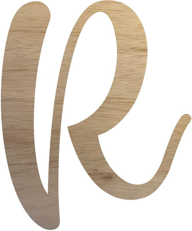 Wooden Letter Cursive R, Unfinished 8'' Craft Wood Letter, Paintable ...