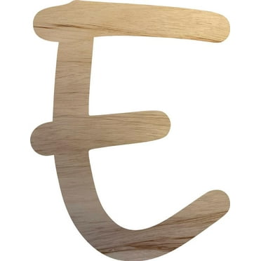 Wooden Letter E Craft Project, 5'' Tall Small Unfinished Wood Alphabet Letter, DIY