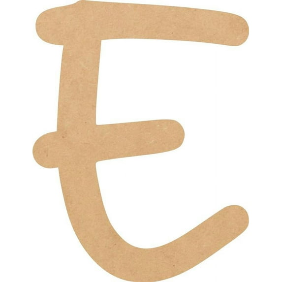 Wooden Letter (E) Unfinished Craft, 4'' Tall Paintable DIY, Script Bright Candy Font