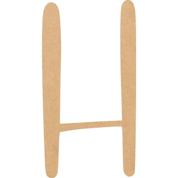 Wooden Letter H Blank Craft, Paintable 6'' MDF Wood DIY, Snowy