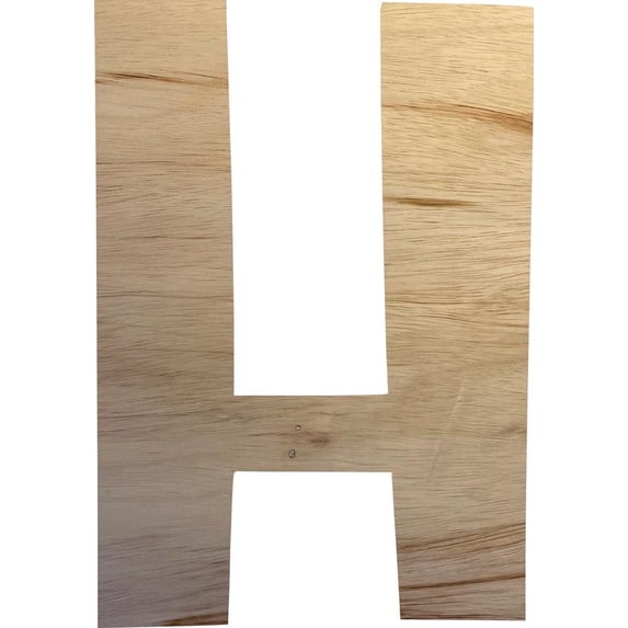 Wooden Letter (H) Unfinished Craft, 12'' Tall Alphabet Wood Letter DIY, Paintbale Icebold Font