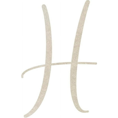 Wooden Letter (H) Unfinished Craft, 4'' Tall Paintable DIY, Script Rebeca Font