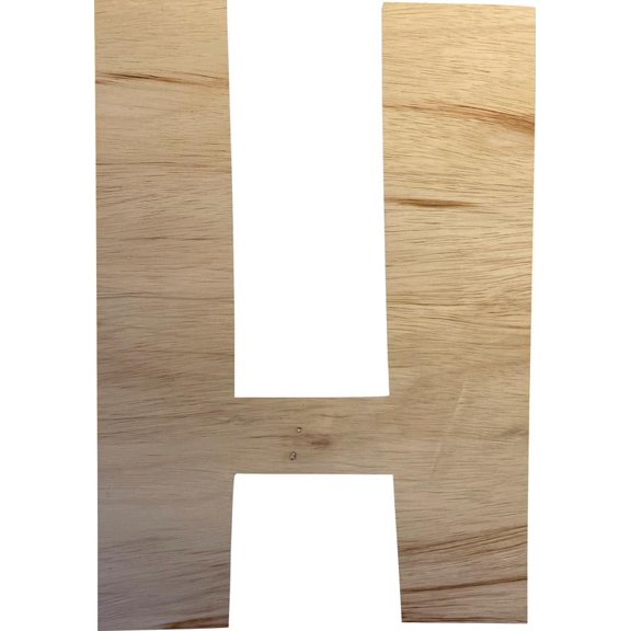 Wooden Letter (H) Unfinished Craft, 8'' Tall Alphabet Wood Letter DIY, Paintbale Icebold Font