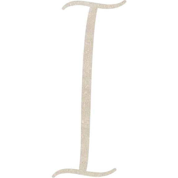 Wooden Letter (I) Unfinished Craft, 4'' Tall Paintable DIY, Script Rebeca Font