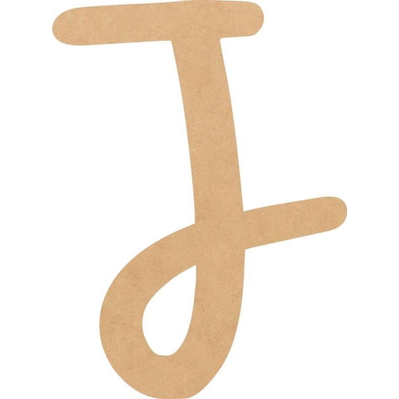 Wooden Letter (J) Unfinished Craft, 4'' Tall Paintable DIY, Script Bright Candy Font