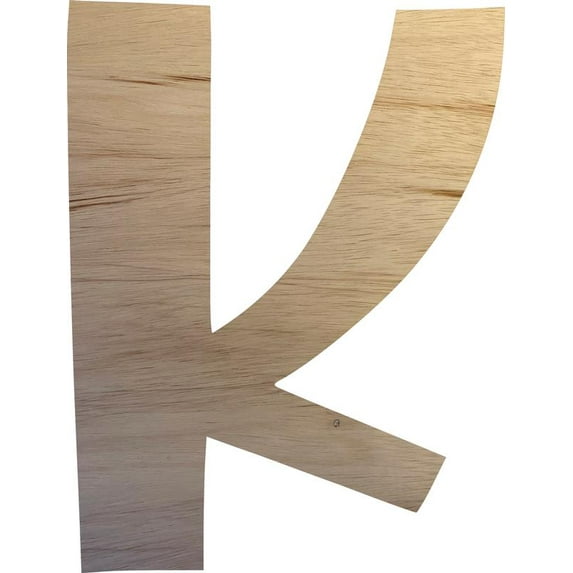 Wooden Letter (K) Unfinished Craft, 4'' Tall Alphabet Wood Letter DIY, Paintbale Icebold Font