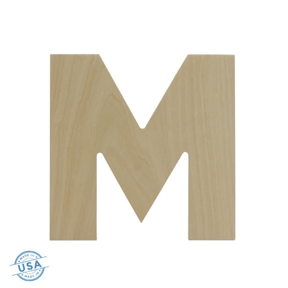 Wooden Letter M Cutouts 12", Wooden Letters for Wall Decor, Home Decor, Crafts, and Party Decorations by Woodpeckers