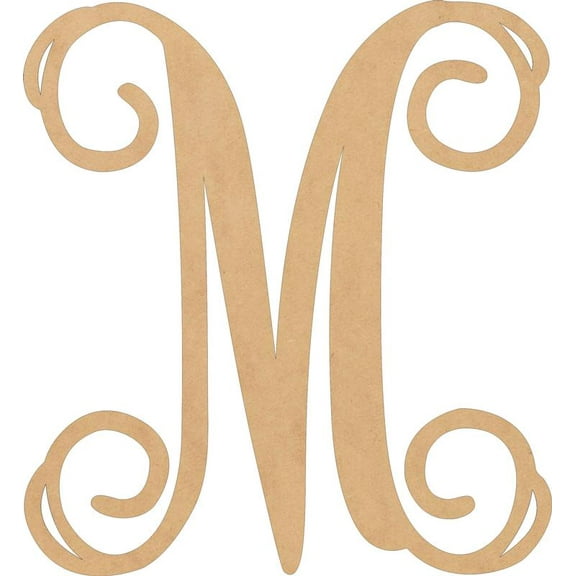 Wooden Letter Monogram, Unfinished 16'' Tall Alphabet M, Blank Wall Craft