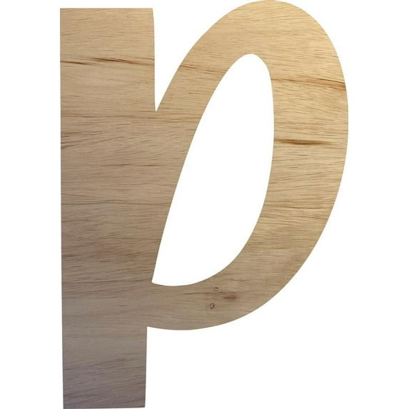 Wooden Letter (P) Unfinished Craft, 5'' Tall Alphabet Wood Letter DIY, Paintbale Icebold Font