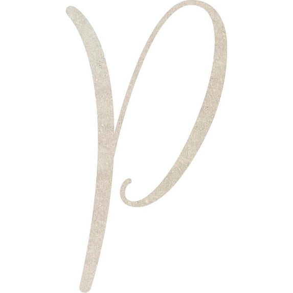 Wooden Letter (P) Unfinished Craft, 6'' Tall Paintable DIY, Script Rebeca Font