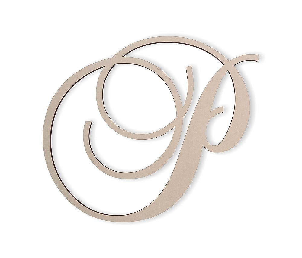 Wooden Letter P, Wooden Hanging, Large Wooden Letters, Cursive Wood