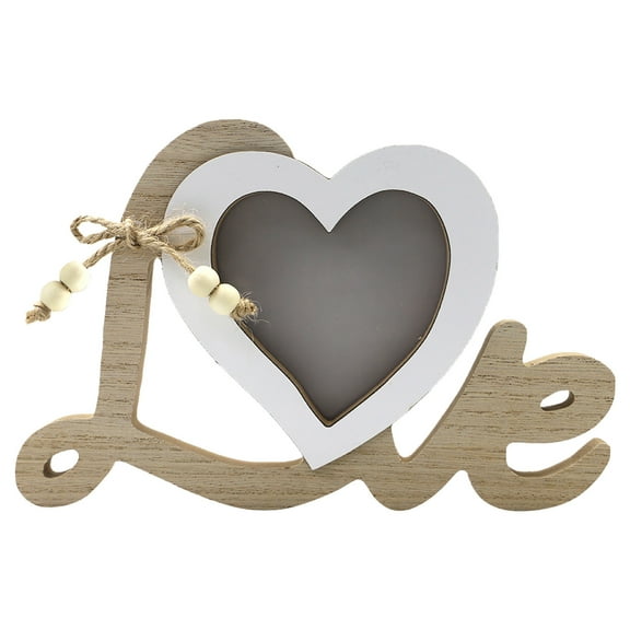 Wooden Letter Photo Frame, Love Heart Shape Wood Frame, Personalized Wedding Decoration for Tabletop, Gift for Newlyweds Anniversary, Rustic Home Decor