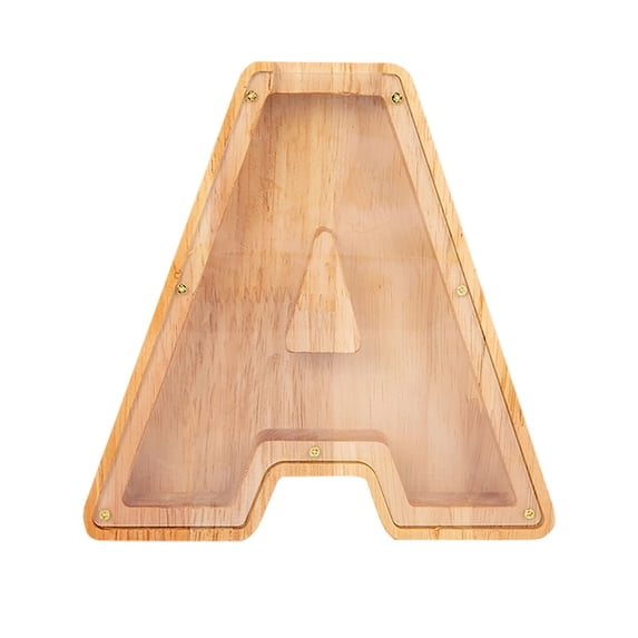 Wooden Letter A Piggy Bank - Creative Alphabet Storage Bank Wooden Money Box Money Jar Coin Box Letter Decor Bank Birthday Halloween Christmas Gift for Family Friends