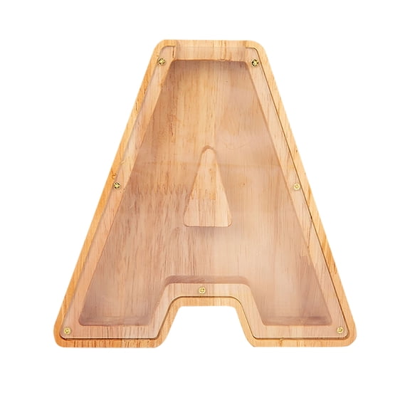 Wooden Letter A Piggy Bank - Creative Alphabet Storage Bank Wooden Money Box Money Jar Coin Box Letter Decor Bank Birthday Halloween Christmas Gift for Family Friends