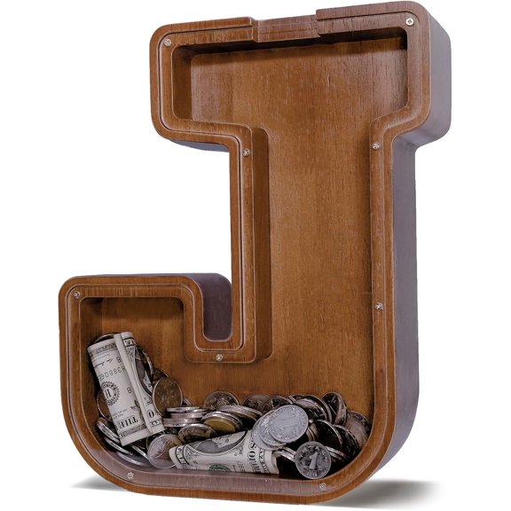 Wooden Letter Piggy Bank for Kids Initial Coin Bank 12 Inch