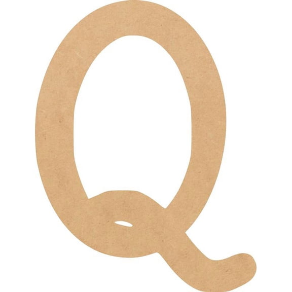 Wooden Letter (Q) Unfinished Craft, 4'' Tall Paintable DIY, Script Bright Candy Font