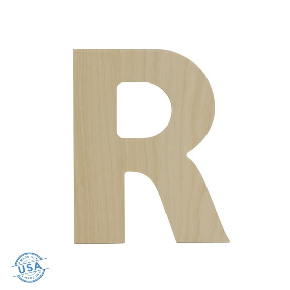 Wooden Letter R Cutouts 12", Wooden Letters for Wall Decor, Home Decor, Crafts, and Party Decorations by Woodpeckers