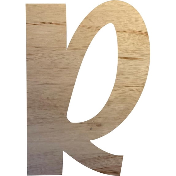 Wooden Letter (R) Unfinished Craft, 4'' Tall Alphabet Wood Letter DIY, Paintbale Icebold Font