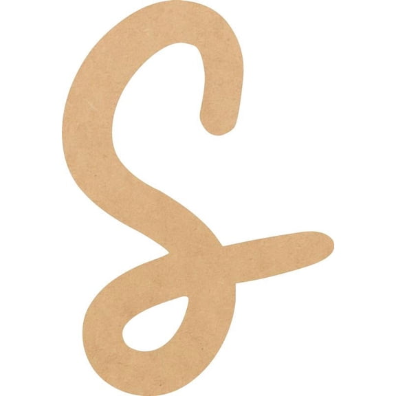 Wooden Letter (S) Unfinished Craft, 4'' Tall Paintable DIY, Script Bright Candy Font