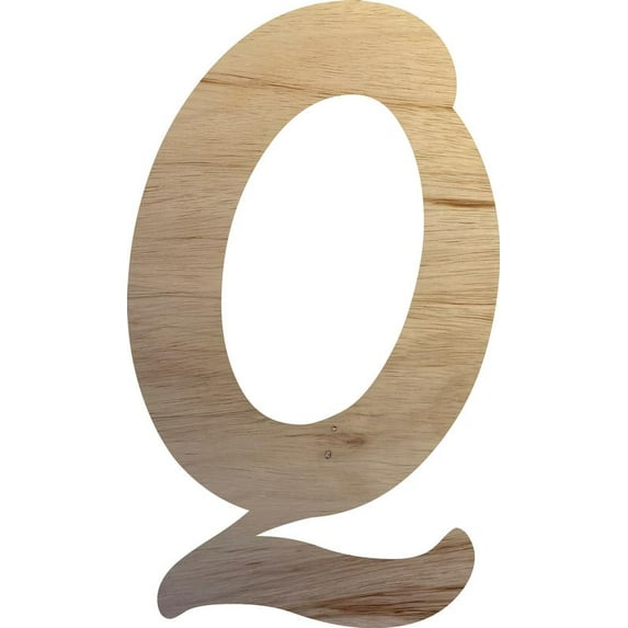 Wooden Letter Small Q, Unfinished 6'' Tall Craft Alphabet Wood Letter